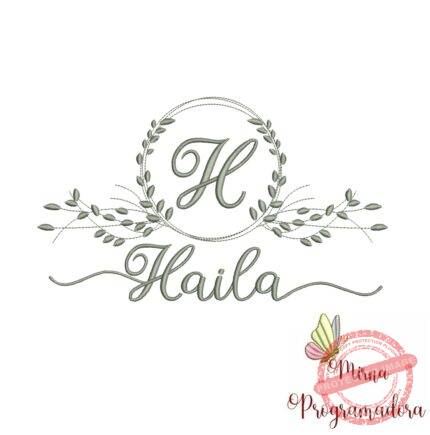 Matriz de Bordado Moldura Folha Haila