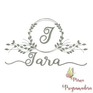 Matriz de Bordado Moldura Folha Nome Iara