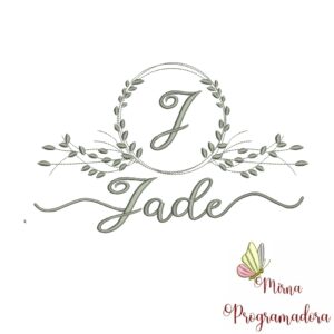 Matriz de Bordado Moldura Folha Nome Jade