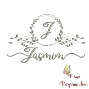 Matriz de Bordado Moldura Folha Nome Jasmim