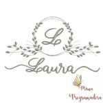 Matriz de Bordado Moldura Folha Laura