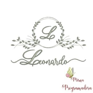Matriz de Bordado Moldura Folha Leonardo