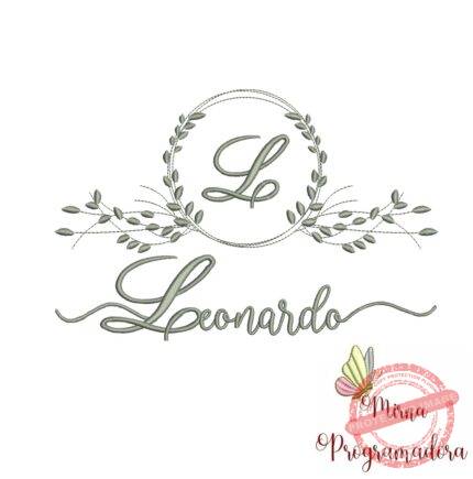 Matriz de Bordado Moldura Folha Leonardo