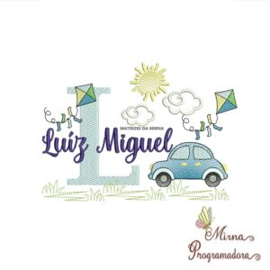 Matriz de Bordado Cenário Carro Nome Luíz miguel
