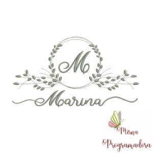 Matriz de Bordado Moldura Folha Marina