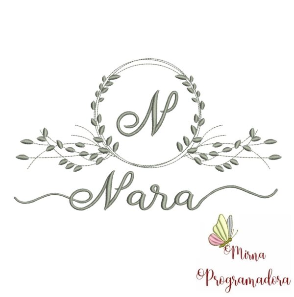Matriz de Bordado Moldura Folha Nara