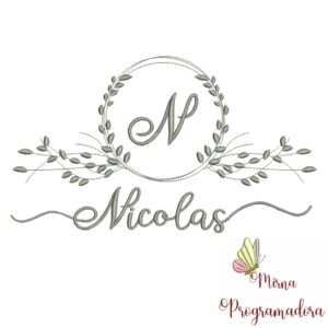 Matriz de Bordado Moldura Folha Nicolas