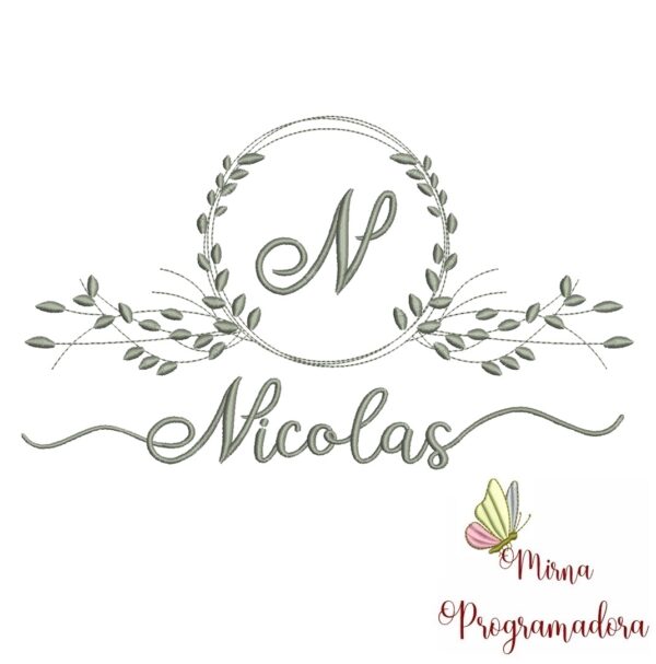 Matriz de Bordado Moldura Folha Nicolas