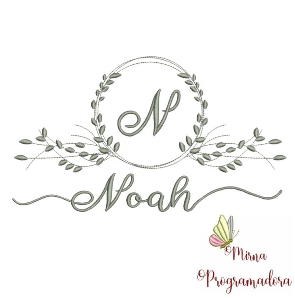 Matriz de Bordado Moldura Folha Noah
