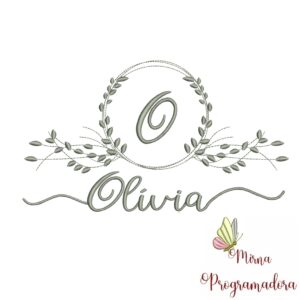 Matriz de Bordado Moldura Folha Olívia