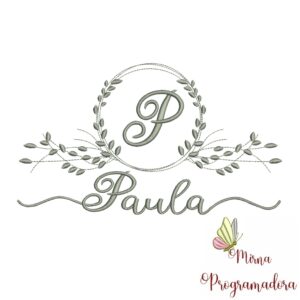 Matriz de Bordado Moldura Folha Paula