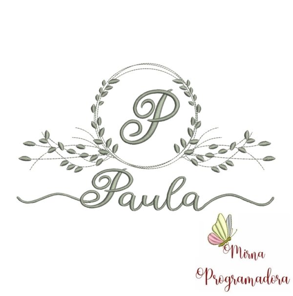 Matriz de Bordado Moldura Folha Paula