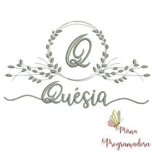 Matriz de Bordado Moldura Folha Quésia