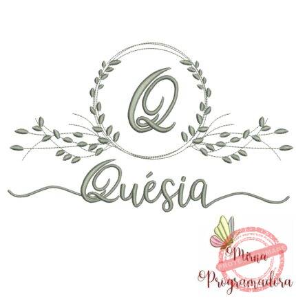 Matriz de Bordado Moldura Folha Quésia