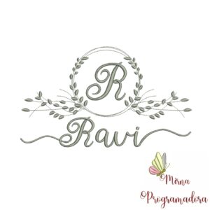 Matriz de Bordado Moldura Folha Ravi