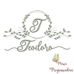 Matriz de Bordado Moldura Folha Teodoro