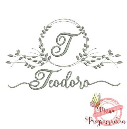 Matriz de Bordado Moldura Folha Teodoro
