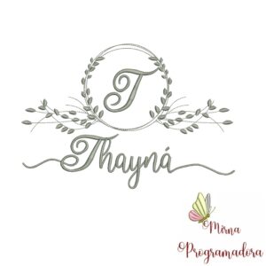Matriz de Bordado Moldura Folha Thayná
