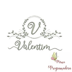 Matriz de Bordado Moldura Folha Valentim
