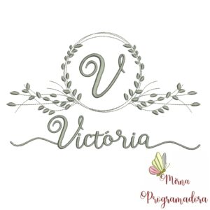 Matriz de Bordado Moldura Folha Victória