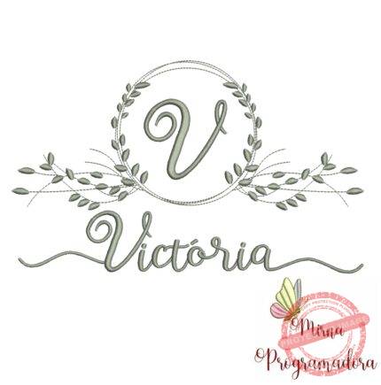 Matriz de Bordado Moldura Folha Victória