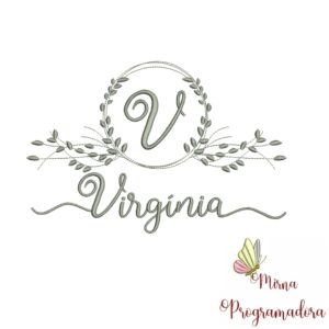 Matriz de Bordado Moldura Folha Virgínia