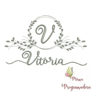 Matriz de Bordado Moldura Folha Vitória