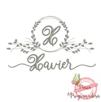 Matriz de Bordado Moldura Folha Xavier