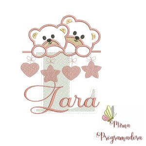 Matriz de Bordado - Ursinho Varal Nome Lara