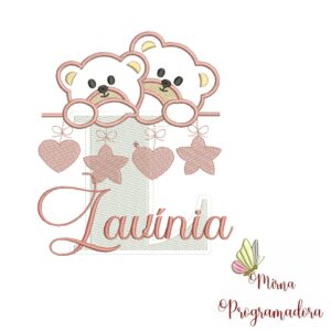 Matriz de Bordado - Ursinho Varal Nome Lavínia
