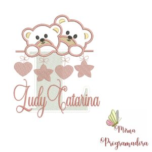 Matriz de Bordado - Ursinho Varal Nome Ludy Catarina