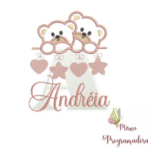 Matriz de Bordado - Ursinho Varal Nome Andréia