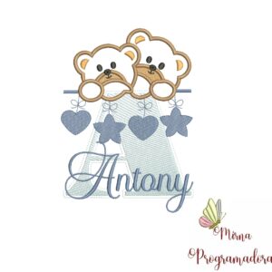 Matriz de Bordado - Ursinho Varal Nome Antony