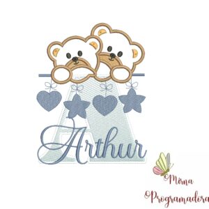 Matriz de Bordado - Ursinho Varal Nome Arthur