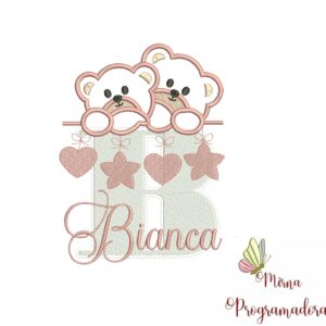 Matriz de Bordado - Ursinho Varal Nome Bianca