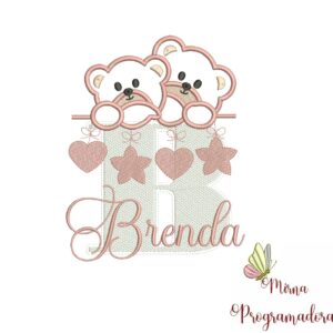 Matriz de Bordado - Ursinho Varal Nome Brenda