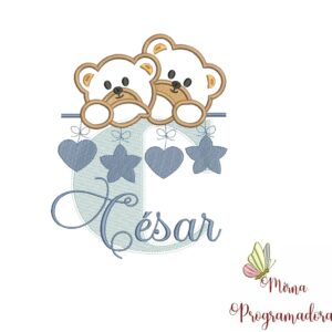 Matriz de Bordado - Ursinho Varal Nome César