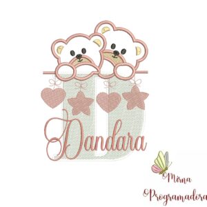 Matriz de Bordado - Ursinho Varal Nome Dandara
