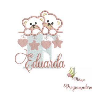 Matriz de Bordado - Ursinho Varal Nome Eduarda