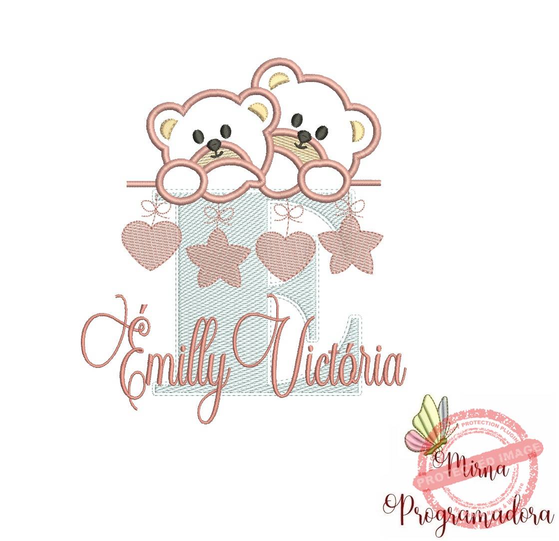 matriz de bordado emilly victoria Matriz de Bordado - Ursinho Varal Nome Émilly Victória - Imagem 1