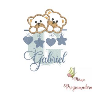 Matriz de Bordado - Ursinho Varal Nome Gabriel