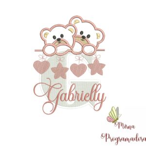 Matriz de Bordado - Ursinho Varal Nome Gabrielly