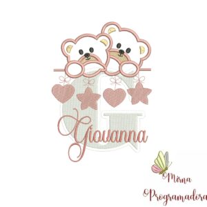Matriz de Bordado - Ursinho Varal Nome Giovanna