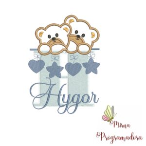 Matriz de Bordado - Ursinho Varal Nome Hygor