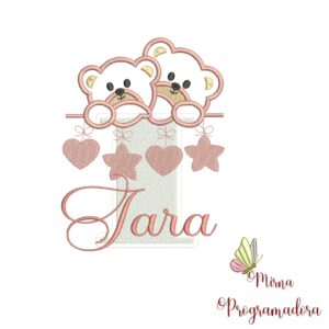Matriz de Bordado - Ursinho Varal Nome Iara