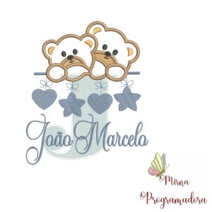 Matriz de Bordado - Ursinho Varal Nome João Marcelo