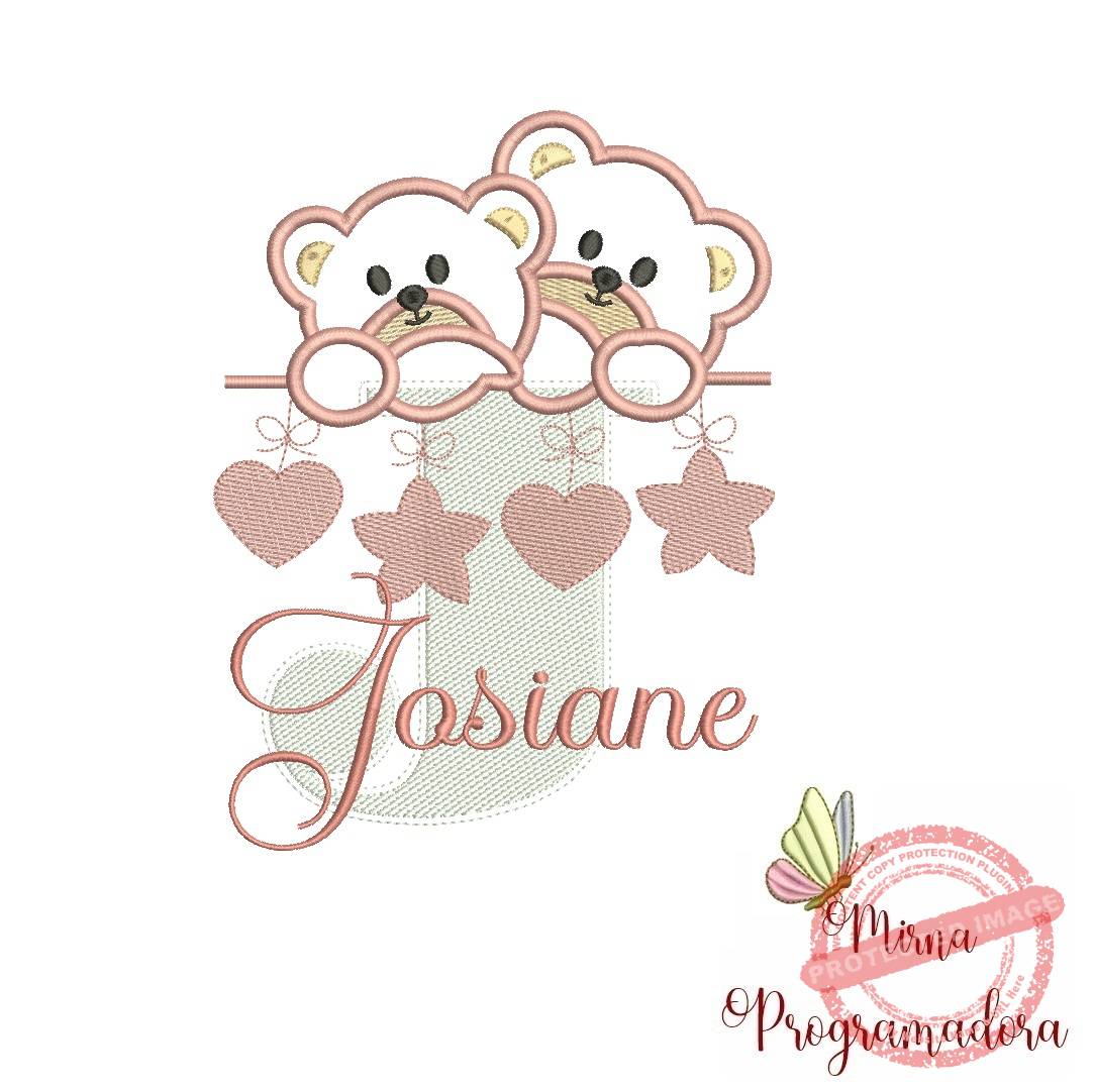 matriz de bordado josiane Matriz de Bordado - Ursinho Varal Nome Josiane - Imagem 1