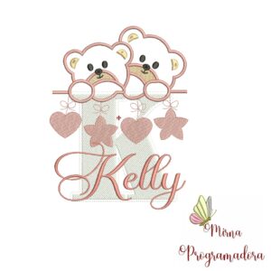 Matriz de Bordado - Ursinho Varal Nome Kelly