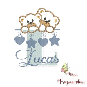 Matriz de Bordado - Ursinho Varal Nome Lucas