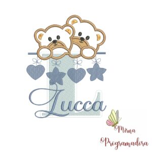 Matriz de Bordado - Ursinho Varal Nome Lucca